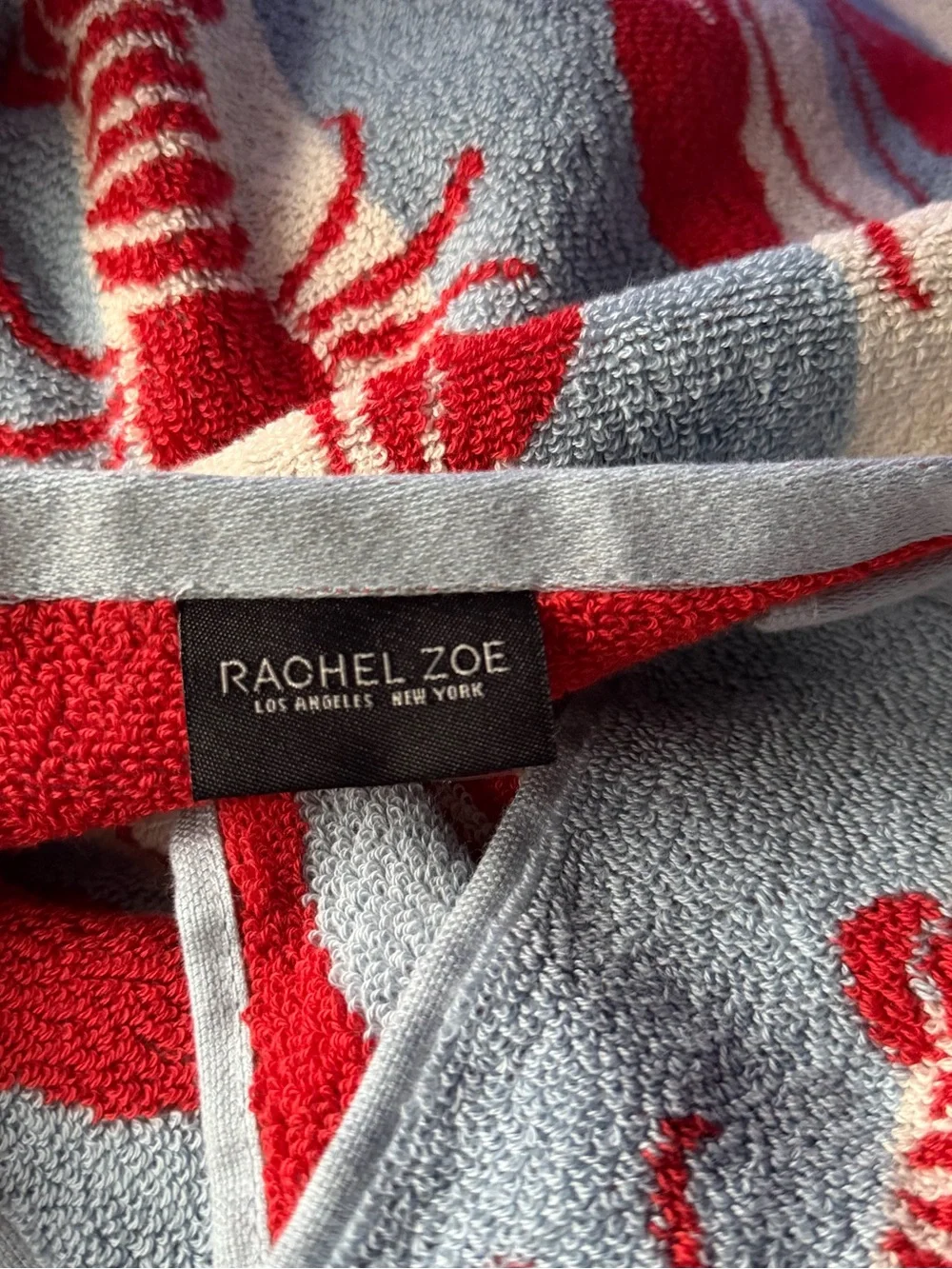 RACHEL ZOE REVERSIBLE BLUE WHITE STRIPED RED LOBSTER BEACH TOWEL 40”x70” NWT